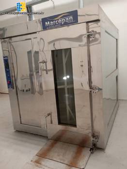 Double trolley rotary oven in stainless steel, Marcepan, pellet heating. Double trolley rotary oven in stainless steel, Marcepan, pellet heating.